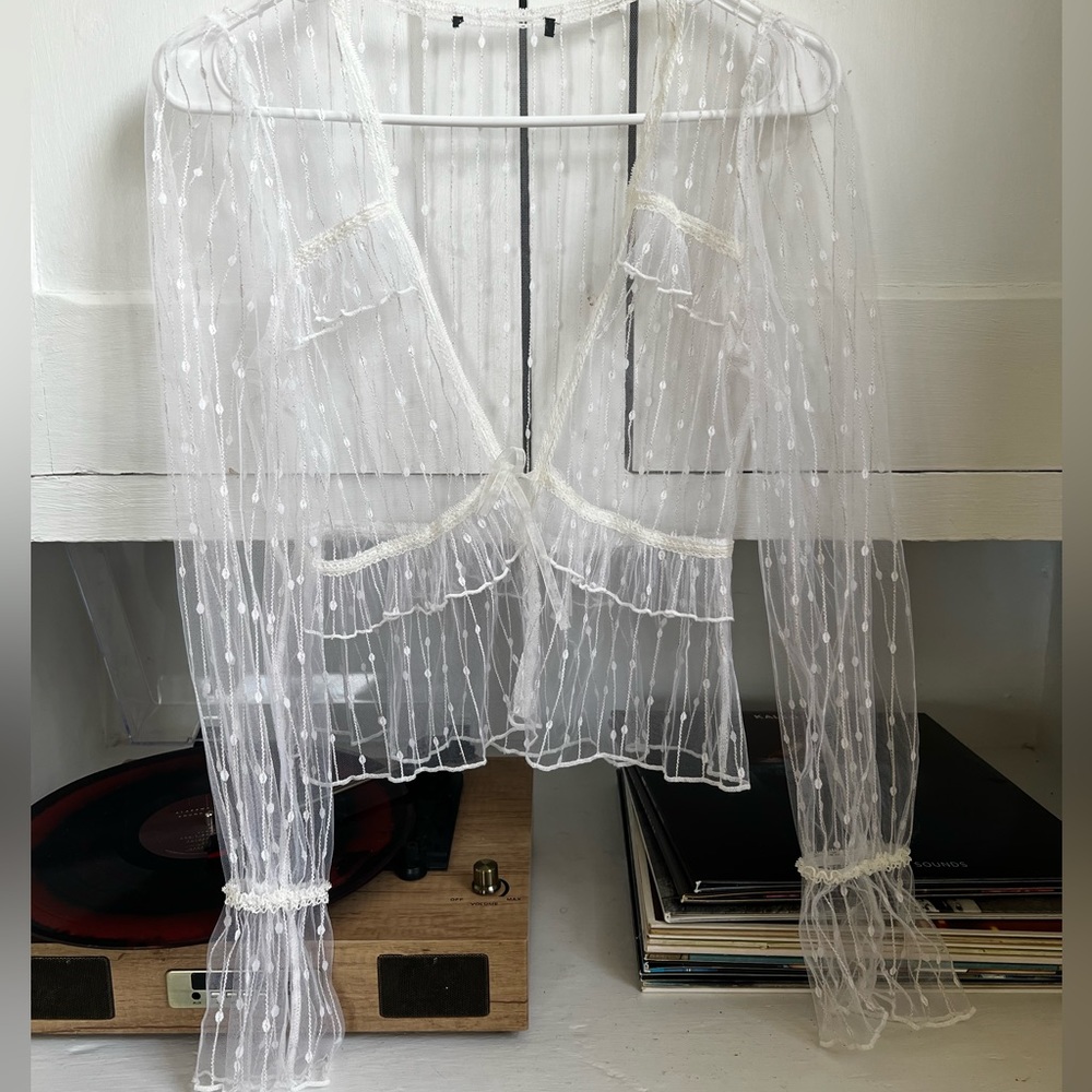 Festival Vibes! Sheer Mesh Long Sleeve Top XS